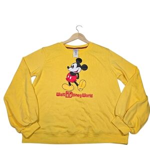 Disney Parks Walt Disney World Mickey Mouse Yellow Crewneck Sweatshirt Women's L